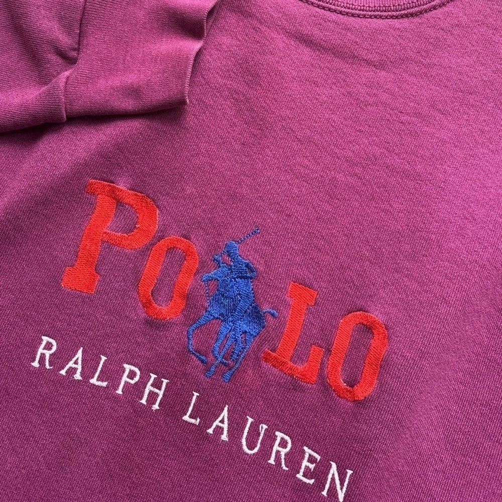 Polo Ralph Lauren Big Pony Sweatshirt L Magenta USA Embroidered Vintage  Preppy